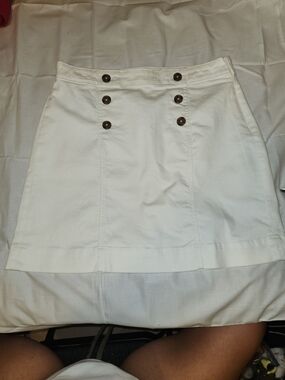 Size 14 St. John's Bay White Button-Front Mini Skirt